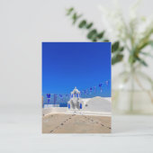 ギリシャ国旗ホワイトチャーチ建物ギリシャ ポストカード (スタンド正面)