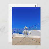ギリシャ国旗ホワイトチャーチ建物ギリシャ ポストカード (正面/裏面)