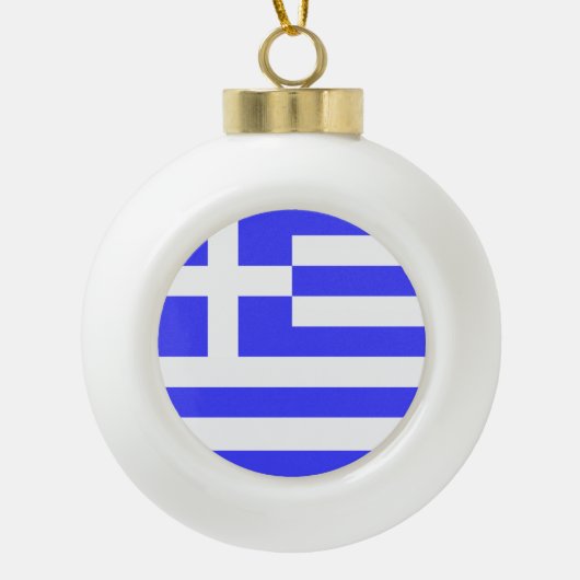ギリシャ国旗モデル セラミックボールオーナメント (正面)