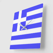 ギリシャ国旗全角時計 スクエア壁時計 (傾斜)