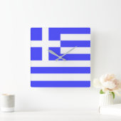 ギリシャ国旗全角時計 スクエア壁時計 (ホーム)