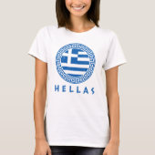 ギリシャ国旗動揺してデザイン女子 Tシャツ (正面)