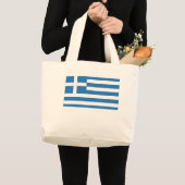 ギリシャ国旗、ギリシャ国旗 ラージトートバッグ (正面(商品))