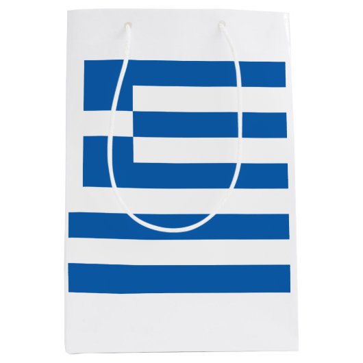 ギリシャ国旗（ギリシャ） ミディアムペーパーバッグ (正面)