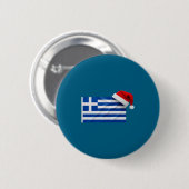 ギリシャ国旗 サンタ帽子 おもしろ ギリシャ クリスマス ホリデー 缶バッジ (正面&裏面)