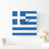 ギリシャ国旗 スクエア壁時計 (ホーム)