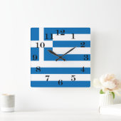 ギリシャ国旗 スクエア壁時計 (ホーム)