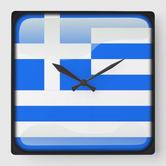 ギリシャ国旗 スクエア壁時計 (正面)