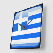 ギリシャ国旗 スクエア壁時計 (傾斜)