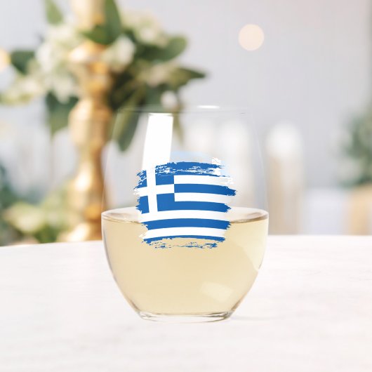 ギリシャ国旗 ステムなしワイングラス (インサイチュ (ウェディング))
