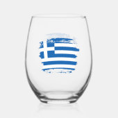 ギリシャ国旗 ステムなしワイングラス (正面)