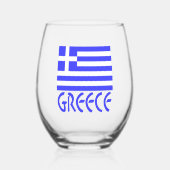 ギリシャ国旗 ステムなしワイングラス (正面)