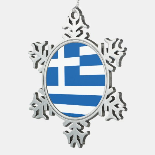 ギリシャ国旗 スノーフレークピューターオーナメント (右)