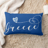 ギリシャ国旗、ハート、ギリシャ ランバークッション (ブランケット)