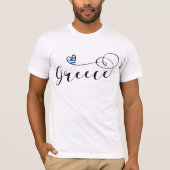 ギリシャ国旗、ハート、ギリシャ Tシャツ (正面)
