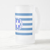 ギリシャ国旗 フロストグラスビールジョッキ (正面右)
