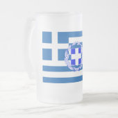 ギリシャ国旗 フロストグラスビールジョッキ (正面左)