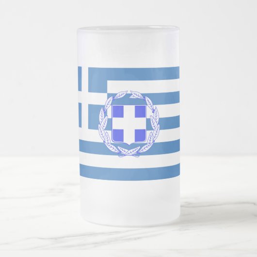 ギリシャ国旗 フロストグラスビールジョッキ (中央)