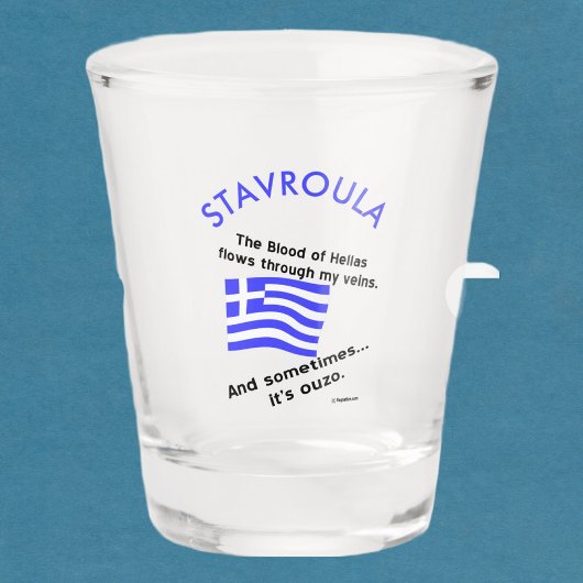 ギリシャ国旗 ヘラス 血液とウゾーと名前 ショットグラス