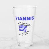 ギリシャ国旗 ヘラス 血液とウゾー オーダーメイド タンブラーグラス (正面)