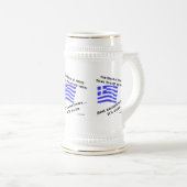 ギリシャ国旗 ヘラス 魂とウゾ 3杯 ビールジョッキ (正面右)