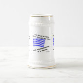 ギリシャ国旗 ヘラス 魂とウゾ 3杯 ビールジョッキ (中央)