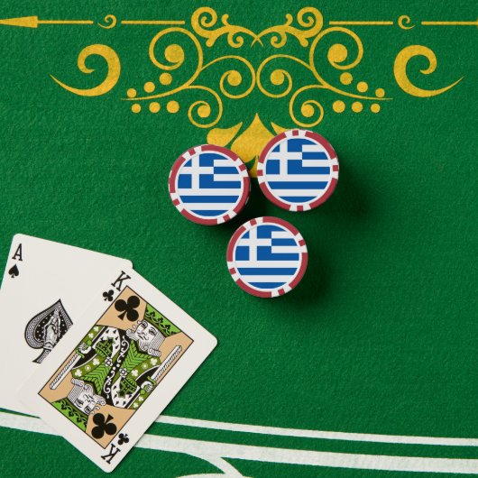 ギリシャ国旗 ポーカーチップ (ポーカーテーブル (スタック))