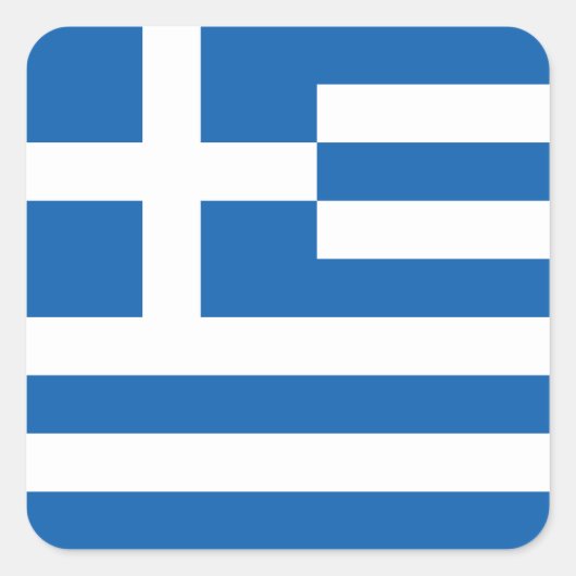 ギリシャ国旗(四角) スクエアシール (正面)