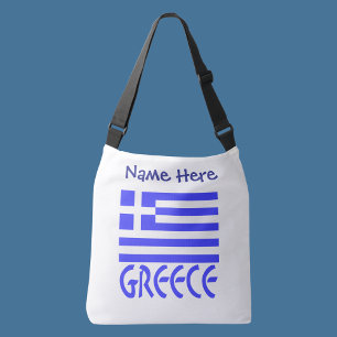 ギリシャ国旗 青 カスタマイズ クロスボディバッグ