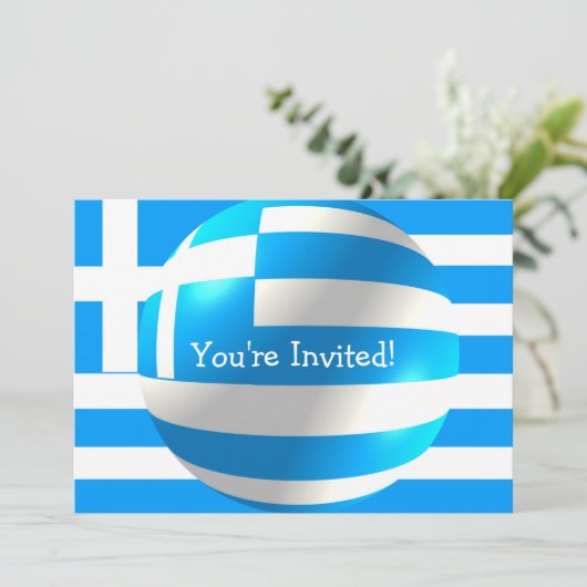 ギリシャ国旗Any大事な行事 招待状 (スタンド正面)