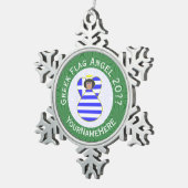 ギリシャ国旗Black Fold Angel Name Year スノーフレークピューターオーナメント (右)