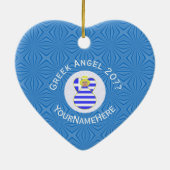 ギリシャ国旗Hanukkah Angel Blonde年名ハート セラミックオーナメント (裏面)