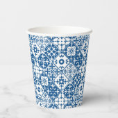 ギリシャ地中海のの青いタイルの赤ちゃんシャワー 紙コップ (裏面)