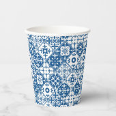 ギリシャ地中海のの青いタイルの赤ちゃんシャワー 紙コップ (正面)