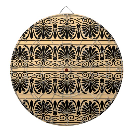 ギリシャ地中海のアラベスク模様ブラウン ダーツボード (正面)