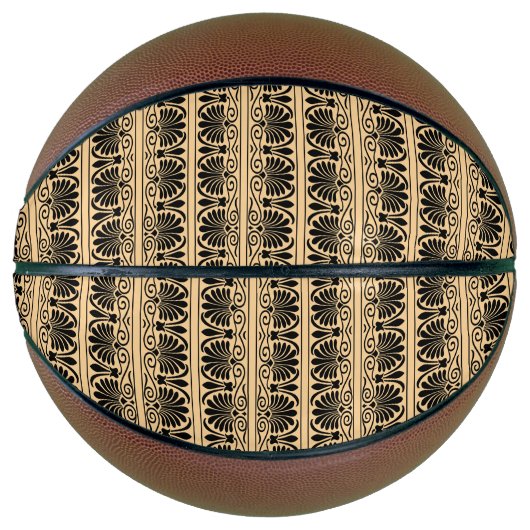 ギリシャ地中海のアラベスク模様ブラウン バスケットボール (正面)