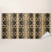 ギリシャ地中海のアラベスク模様ブラウン ビーチタオル (正面)