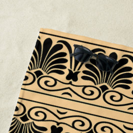 ギリシャ地中海のアラベスク模様ブラウン ビーチタオル