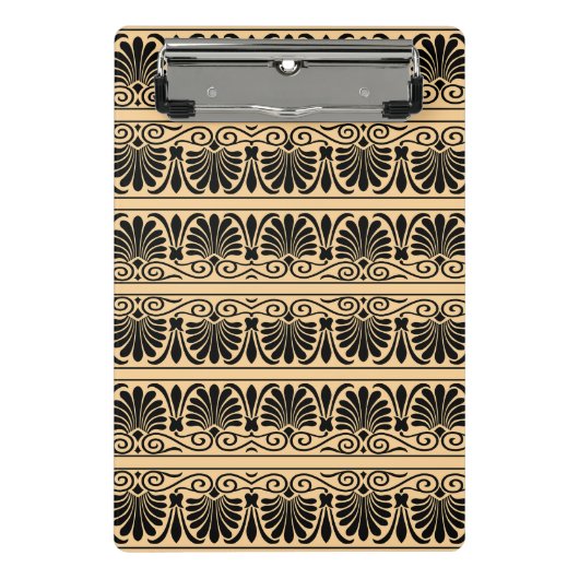 ギリシャ地中海のアラベスク模様ブラウン ミニクリップボード (正面)