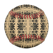 ギリシャ地中海のアラベスク模様ブラウン 野球ボール (裏面)