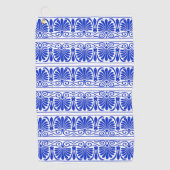 ギリシャ地中海のアラベスク模様ブルー ゴルフタオル (正面)