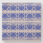 ギリシャ地中海のアラベスク模様ブルー ストーンコースター (正面)