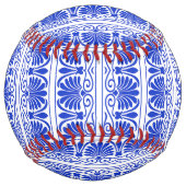 ギリシャ地中海のアラベスク模様ブルー ソフトボール (裏面)