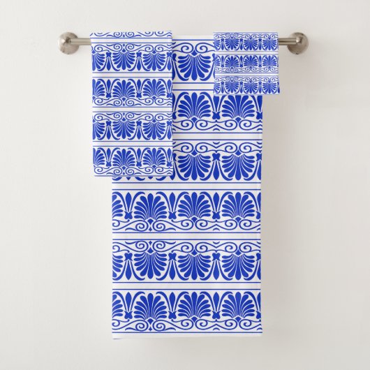 ギリシャ地中海のアラベスク模様ブルー バスタオルセット (インサイチュ)