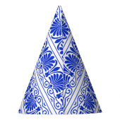 ギリシャ地中海のアラベスク模様ブルー パーティーハット (裏面)