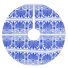 ギリシャ地中海のアラベスク模様ブルー ブラッシュドポリエステルツリースカート