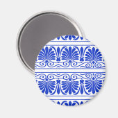 ギリシャ地中海のアラベスク模様ブルー マグネット (正面/裏面)