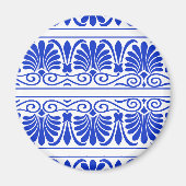 ギリシャ地中海のアラベスク模様ブルー マグネット (正面)