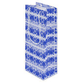 ギリシャ地中海のアラベスク模様ブルー ワインギフトバッグ (正面アングル)