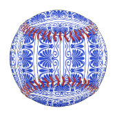 ギリシャ地中海のアラベスク模様ブルー 野球ボール (正面)